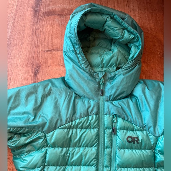 Outdoor Research Teal Hooded Down Ski Jacket - Picture 2 of 13
